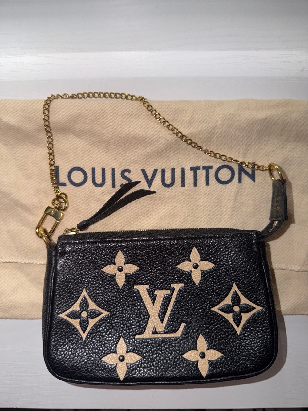 Louis Vuitton Black and Gold Mini Pochette Bag with Chain - Picture 5 of 8